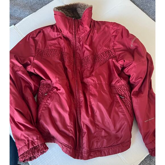 Columbia Red Satin Faux Fur Collar Omni Shield Zip Up Puffer Winter Jacket 2XL - Picture 11 of 11